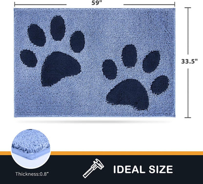 PURRUGS Dirt Trapping Door Mat 20" x 31.5", Non-Skid/Slip Machine Washable Microfiber Entryway Rug, Dog Doormat, Super Absorbent Welcome Mat for Muddy Wet Shoes and Paws, Grey