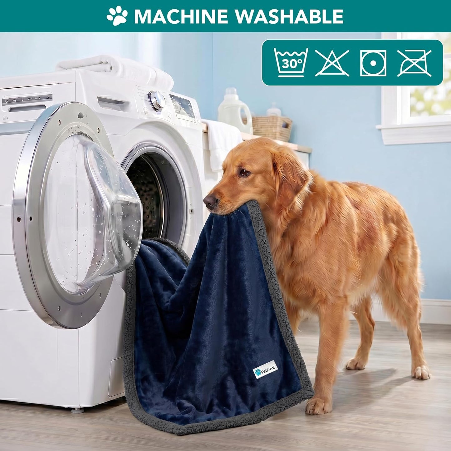 PetAmi Dog Blanket for Medium Large Dogs, Pet Bed Blanket Cat Puppy Kitten, Fleece Furniture Couch Cover Protector Sofa Car, Soft Sherpa Dog Throw Plush Reversible Washable, 40x60 Plaid Dark Gray