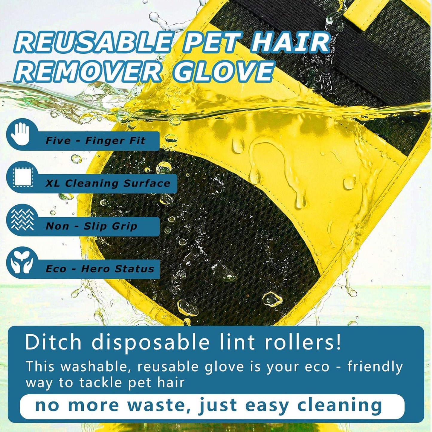 2-Pack Pet Hair Remover Gloves, Electrostatic Cat and Dog Hair Removal Gloves for Furniture, Car Interiors, Bedding, Reusable Cleaning and Grooming Mitts