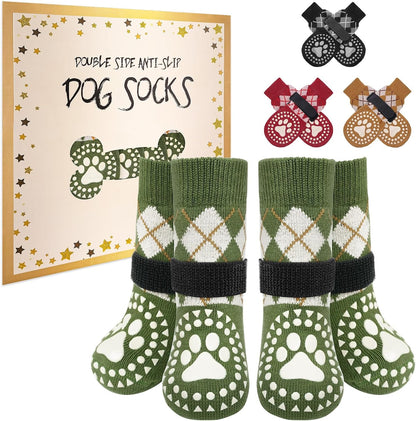 BEAUTYZOO Dog Socks to Prevent Licking Paws -Dog Shoes for Hot Pavement & Hardwood Floors Anti Slip, Traction Control Boots & Paw Protectors with Double Side Grips for Small Medium Large Senior Dogs
