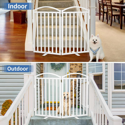 Malier Metal Freestanding Dog Gate, 32'' Height Outdoor Indoor Dog Fences, Extra Wide Foldable Puppy Gate for Stairs (Black, 【2 Panels】 40''W × 32''H)