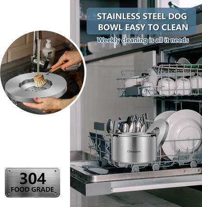 5.6L Dog Water Bowl No Spill 1.5Gal Large Stainless Steel Slow Water Bowl for Dogs, Spill Proof Dog Bowls, Slow Drinking Dog Water Feeder Dispenser with Anti-Slip for Sloppy Messy Drinkers