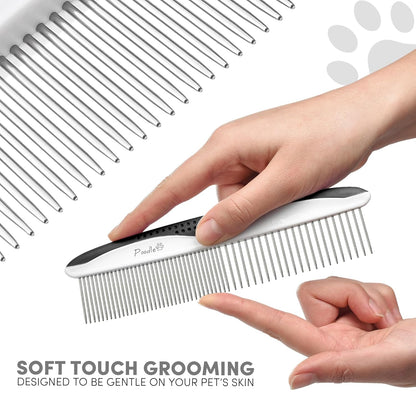 Poodle Pet Dog Combs for Grooming | 2 Pack | Stainless Steel Teeth Easily Remove Dirt | Proper Care Prevents Knots and Mats for Long and Short Haired Pets | Anti-Slip Comfort Grip Handle (Purple)