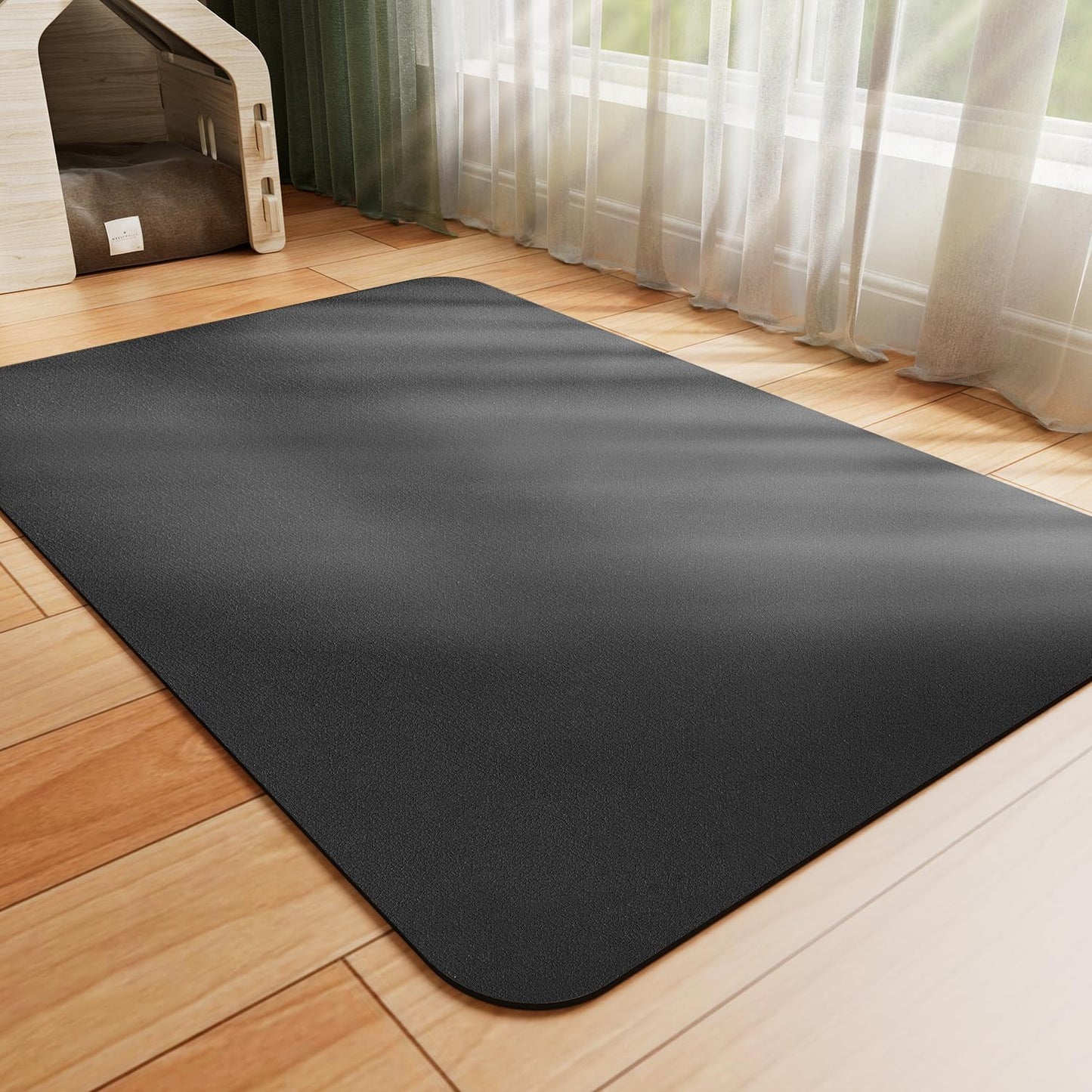 HotLive Dog Food Mat - Absorbent Cat Mat for Food and Water, No Stains Pet Feeding Bowl Mat, Easy to Clean Pet Placemats, Quick Dry Dog Water Dispenser Mat for Messy Drinkers | Paw Dark Grey 12"x 19"