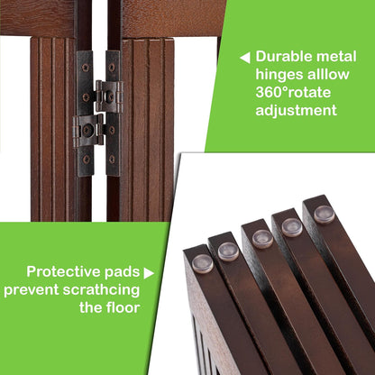 SPIRICH 96" Extra Wide 28" Tall Wooden Freestanding Foldable Dog Gate, Pet Gate Indoor, 4 Panels, White