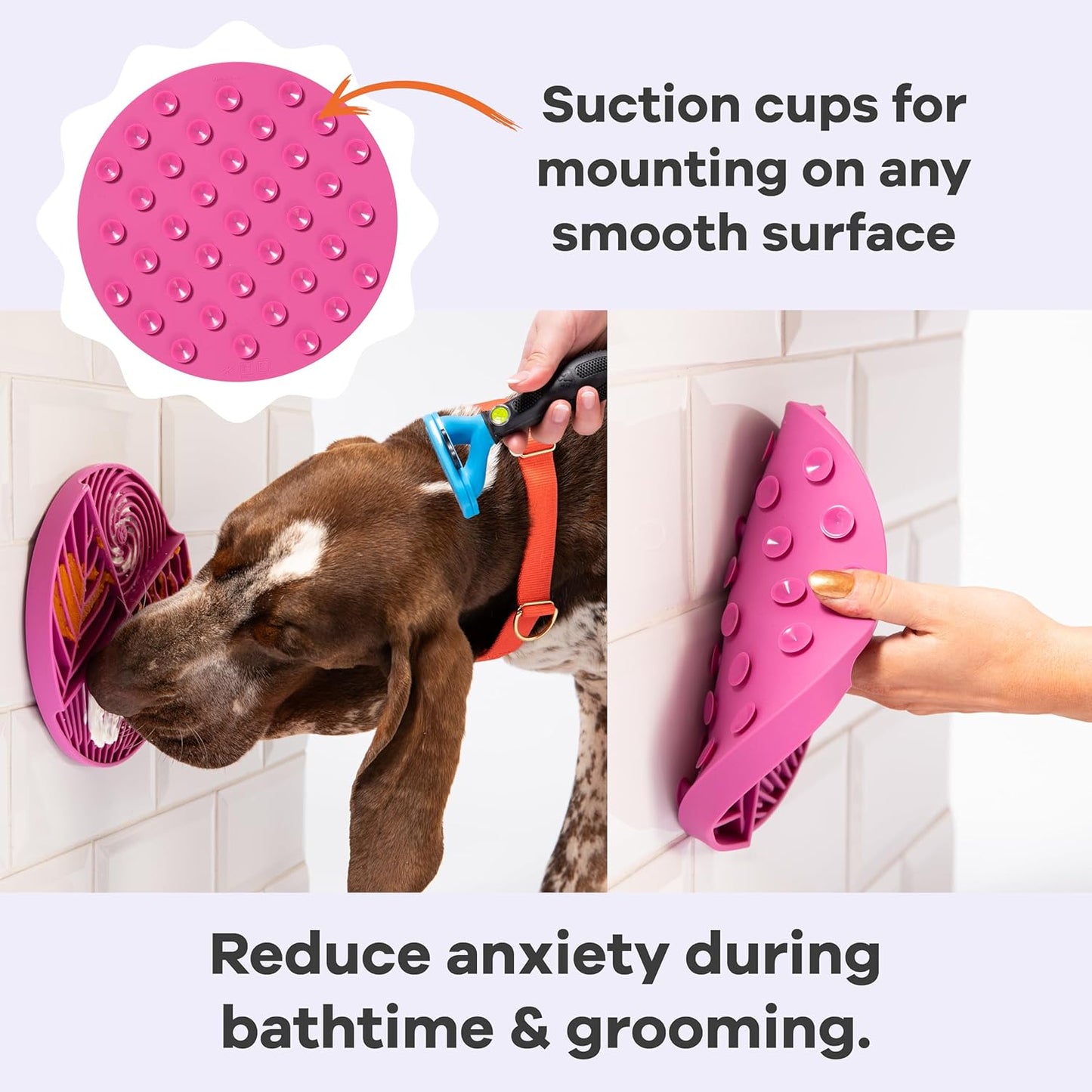 Awoo Paradise - Dog Lick Mat for Slow Feeding & Anxiety - Non-Slip Silicone Slow Feeder with Suction Cups - Dishwasher Safe Pet Dish for Grooming, Training, and Boredom Relief (Fuschia)