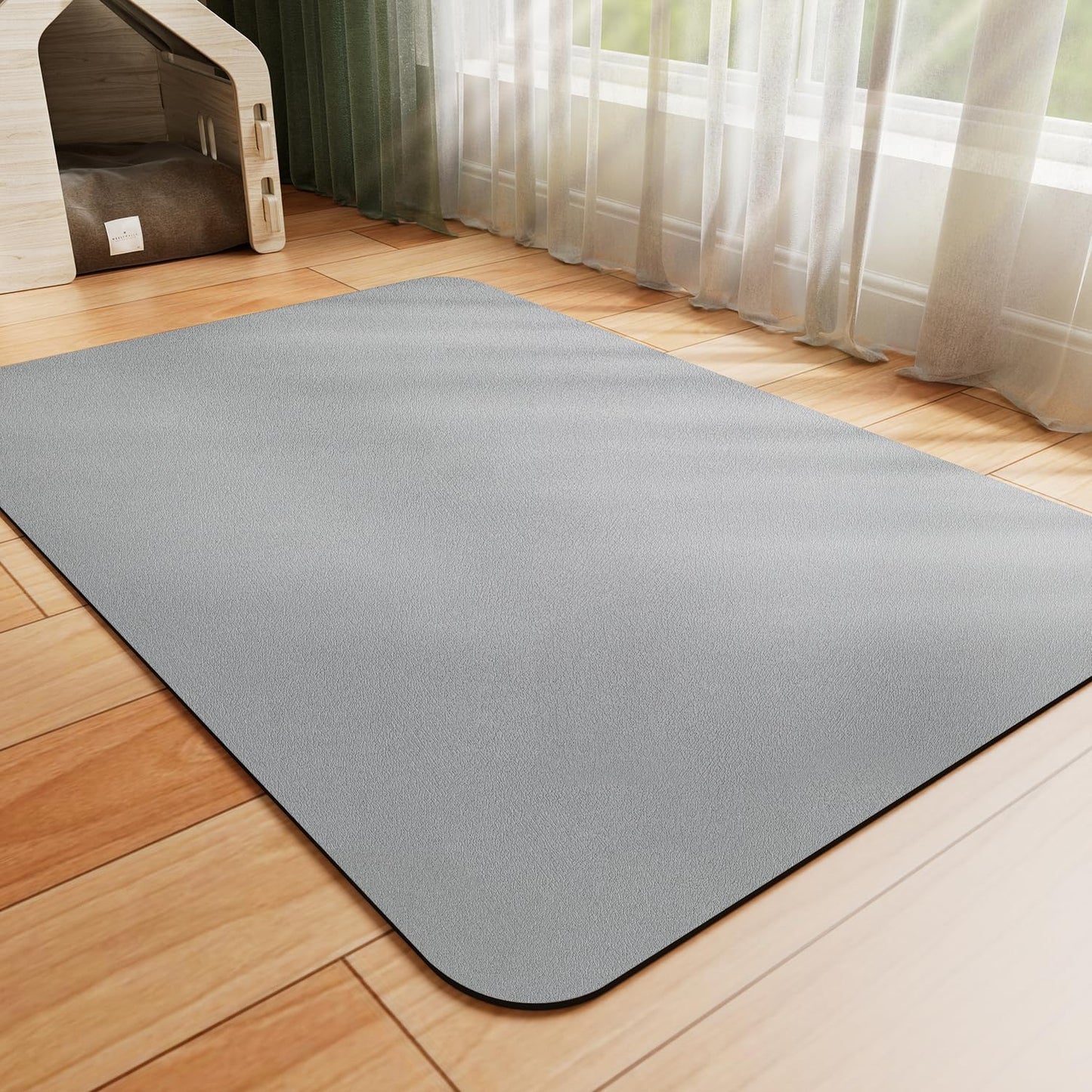 HotLive Dog Food Mat - Absorbent Cat Mat for Food and Water, No Stains Pet Feeding Bowl Mat, Easy to Clean Pet Placemats, Quick Dry Dog Water Dispenser Mat for Messy Drinkers | Paw Dark Grey 12"x 19"