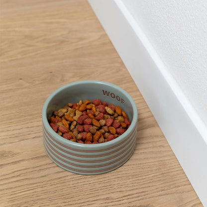 Fringe Studio Matte Speckled Green Medium Raised Stoneware Feeder W/Stainless Steel Insert (7" Diameter x 5.5" H, 26 fl.oz.), PetShop Collection (453MD001)