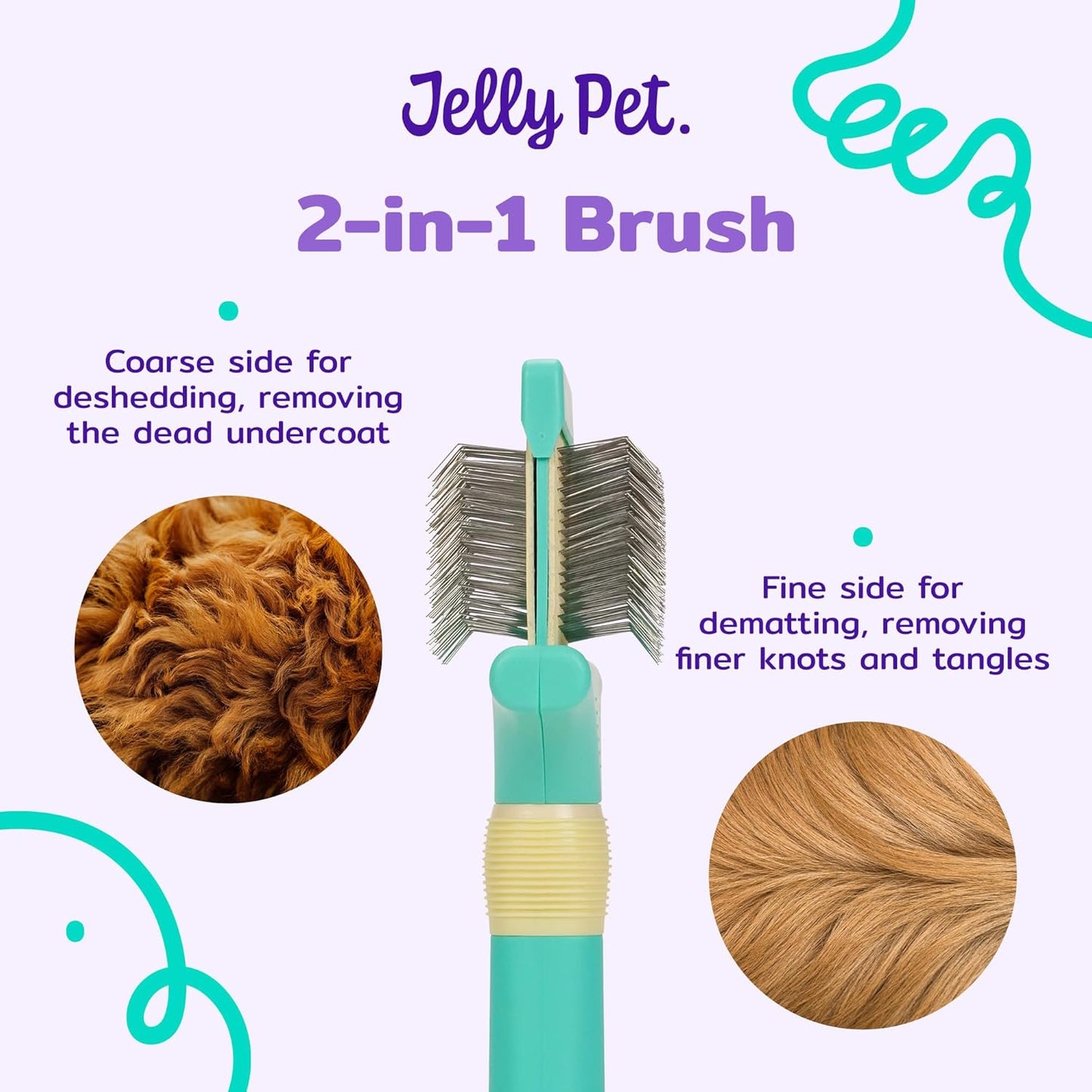 Jelly Pet Double Sided Dog Slicker Brush, Longer Pins, Flexible Head, Fine/Coarse Sides, Removes Unwanted Tangles, Medium, Pink