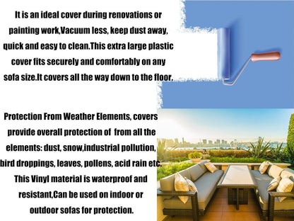Imperius Clear Thick Heavy Duty Water Resistant Sofa/Couch Cover,Waterproof Plastic Shield Covers for Couch，Vinyl Sofa Cover to Prevent Scratching by Dogs and Cats