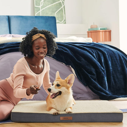 LE SURE Waterproof Dog Bed Cover Replacement Washable - Large Size for Pet Mat 36x27x3 Inches, Grey