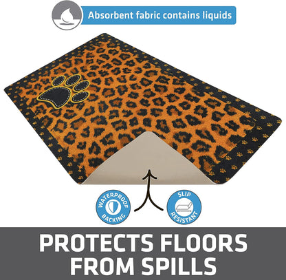 Drymate Pet Bowl Placemat, Dog & Cat Food Feeding Mat - Absorbent Fabric, Waterproof Backing, Slip-Resistant - Machine Washable/Durable (USA Made) (12” x 20”) (Indigo)