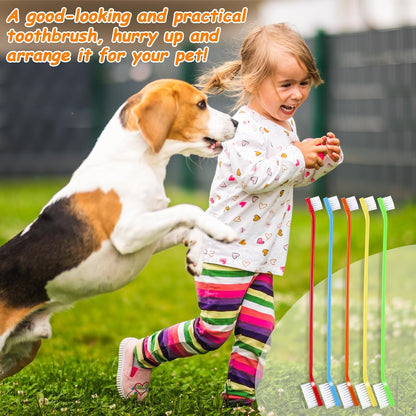 Honeydak Dog Toothbrush Bulk Dual Headed Dental Brushes Dogs Tooth Brushing Kit Long Handle Pet Tooth Brush for Puppy Large Small Cats and Most Pets Teeth Cleaning Dental Supplies(70 Pcs,Colorful)