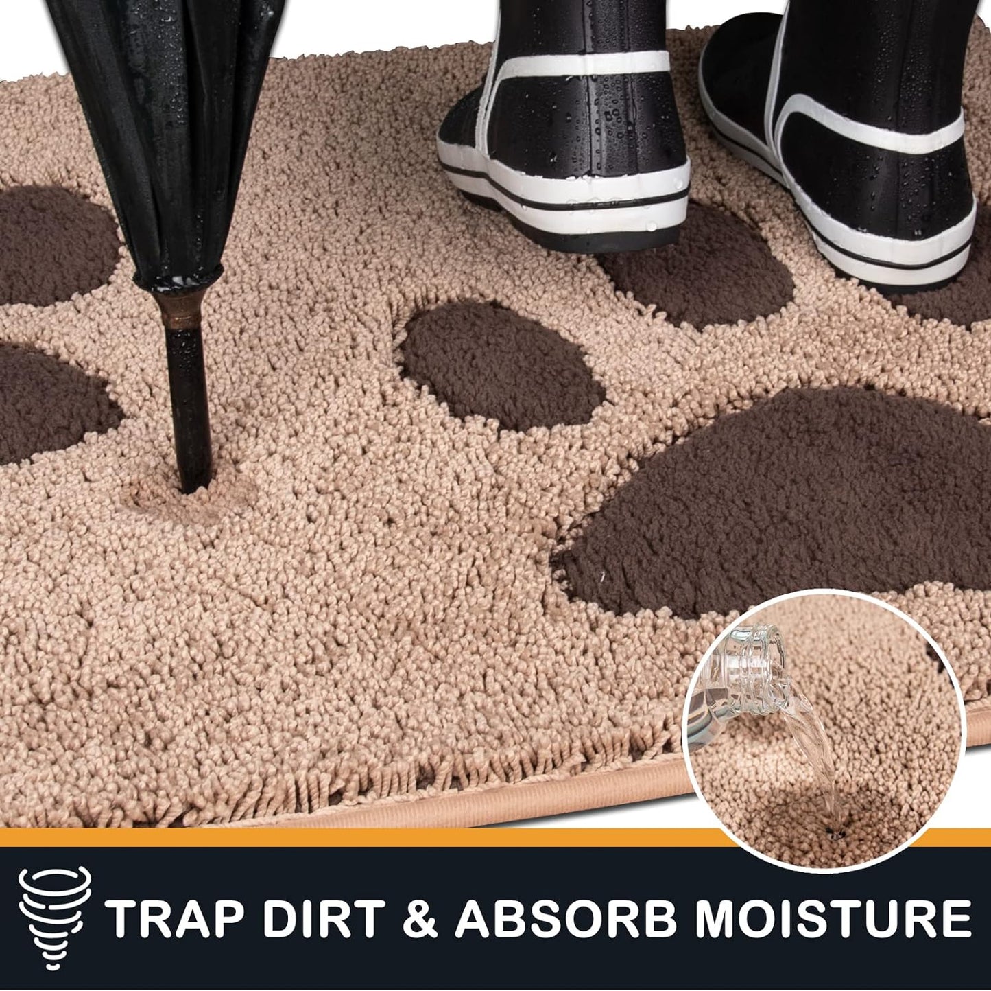 PURRUGS Dirt Trapping Door Mat 20" x 31.5", Non-Skid/Slip Machine Washable Microfiber Entryway Rug, Dog Doormat, Super Absorbent Welcome Mat for Muddy Wet Shoes and Paws, Grey