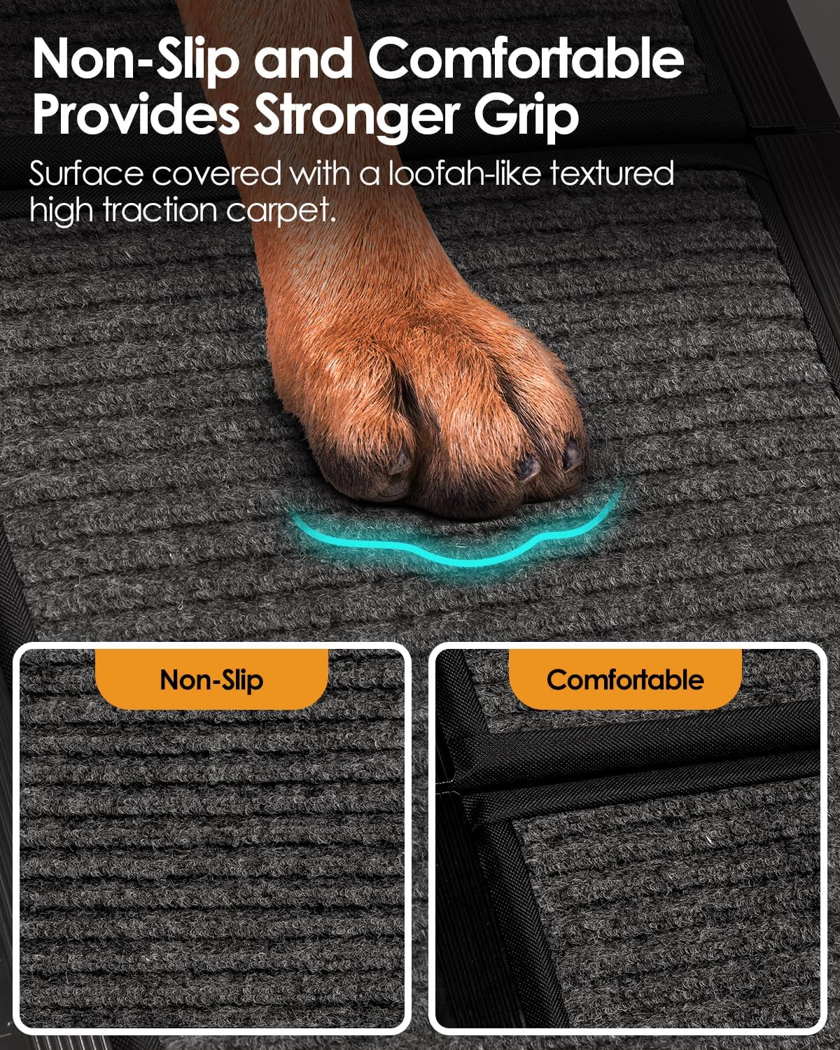 Folding Dog Ramp for Car SUV Truck, 17.3" x 71" Portable Pet Ramp for Large Dogs, Lightweight Non-Slip Dog Car Ramp, Sturdy Dog Ramp for Cars and High Beds, Easy to Carry and Store