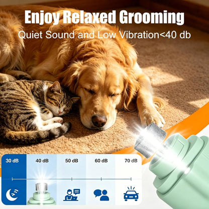 2-in-1 Dog Nail Grinder & Dog Nail Clippers Trimmers for Large Medium Small Dogs Cats Pets Claw Trimmer with LED Lights (White)