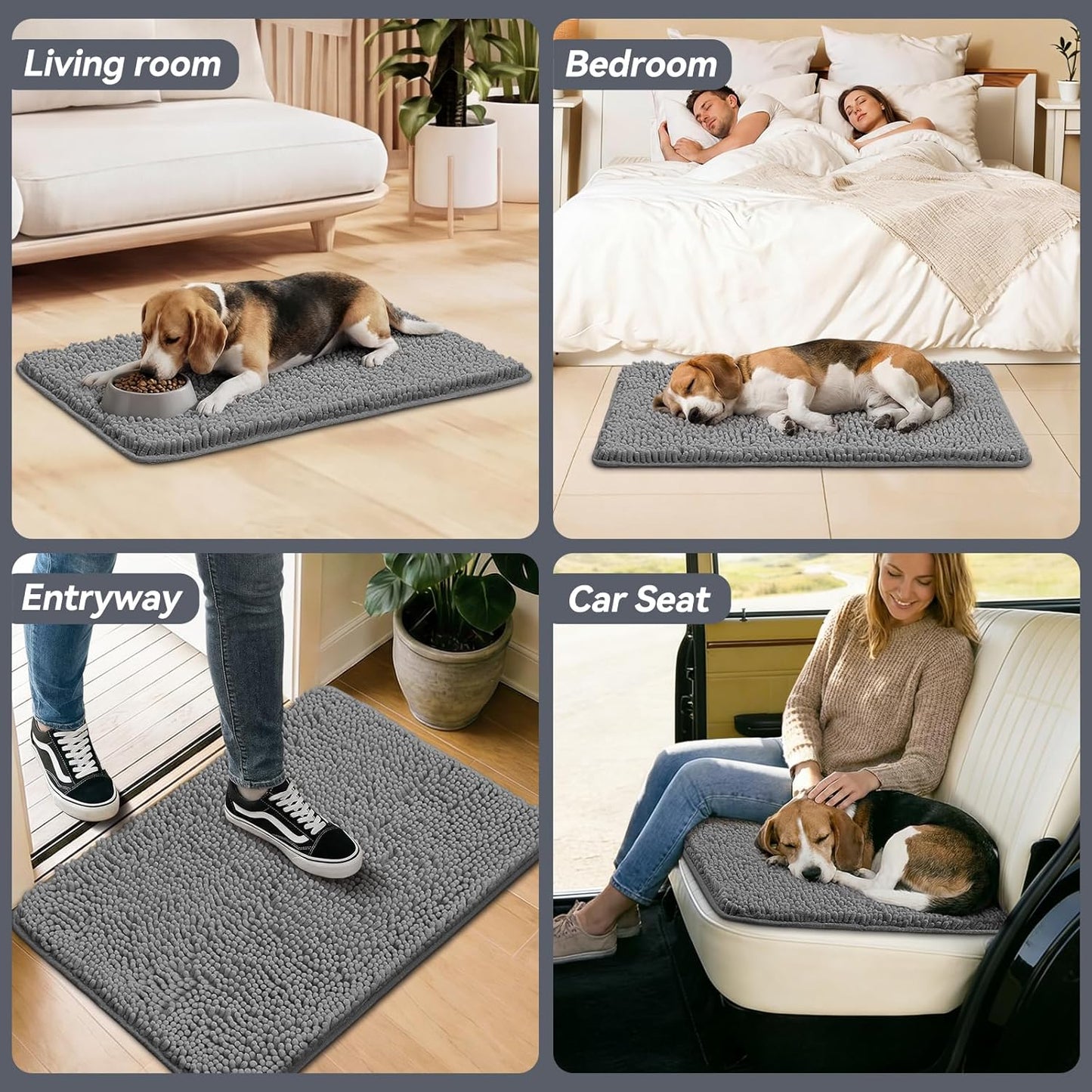 Bcoimo Super Absorbent Dog Door Mat, 30"*20" Anti Slip Mat for Muddy Paws, Pet Rugs for Dirty Paws Washable that Absorbs Moisture and Dirt, for Dog Cage and Pet Resting Carpet