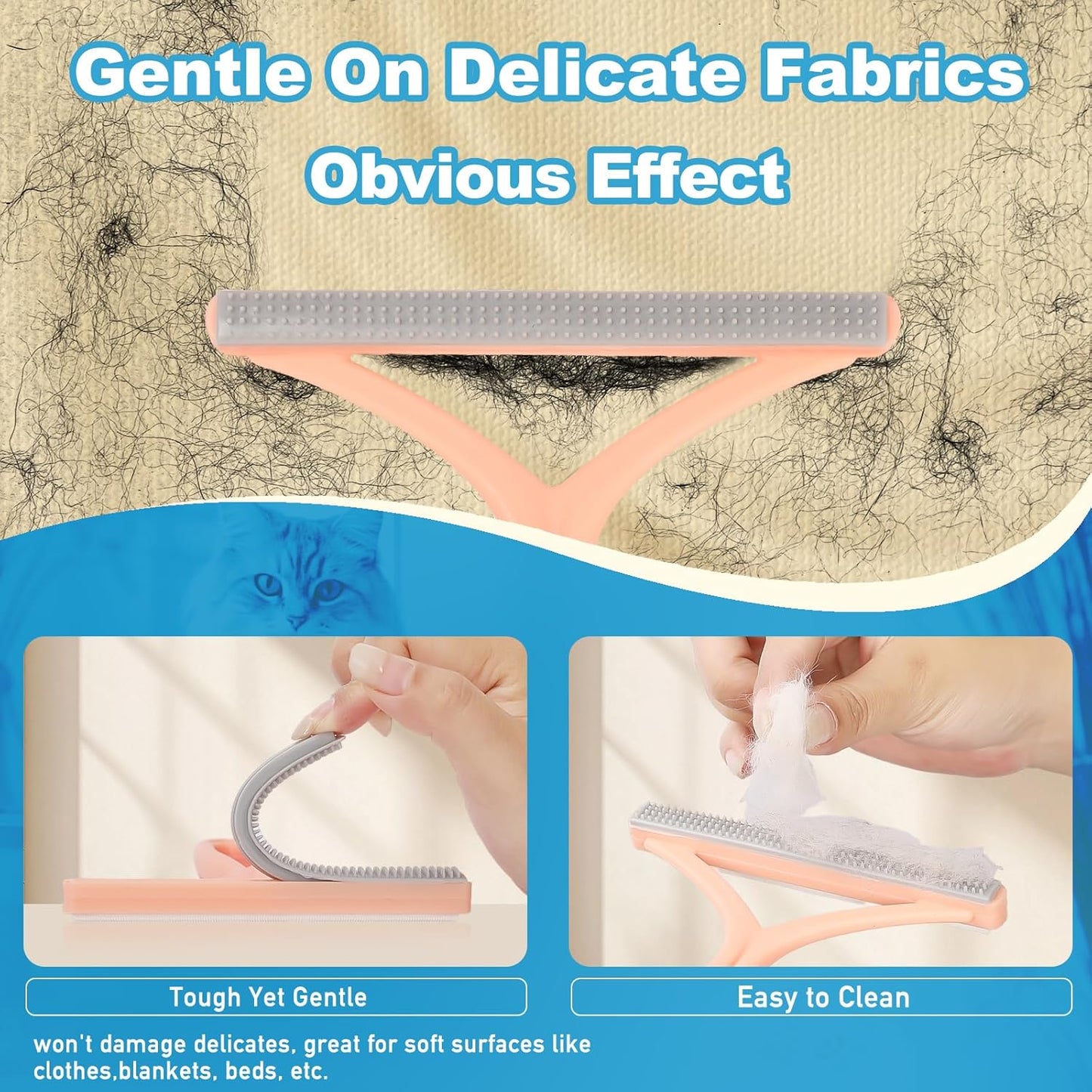 Pet Hair Removal Tool: 6 Pcs Dog Cat Hair Remover - Reusable Pet Hair Remover with Laundry Pet Hair Catcher - Portable Carpet Rake Scraper Fur Removal Tool for Rugs Car Mats Couch Furniture