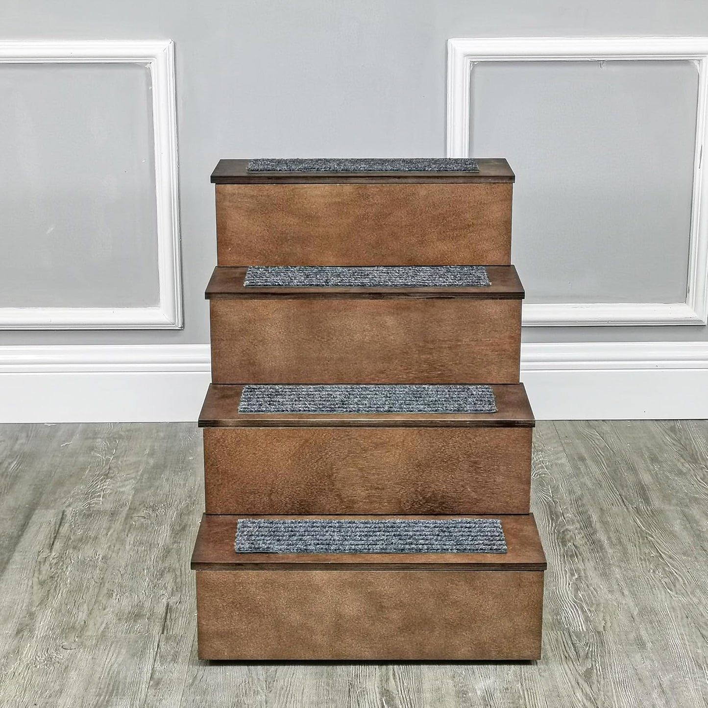 FixtureDisplays® Deluxe Wood Pet Stairs Pet- Dog/Cat 4 Steps/Stairs to Access Bed, Sofa, Step Ladder 22" Or 25" Tall, 18" Wide Product Weight 17 Lbs 12226-22"-2D