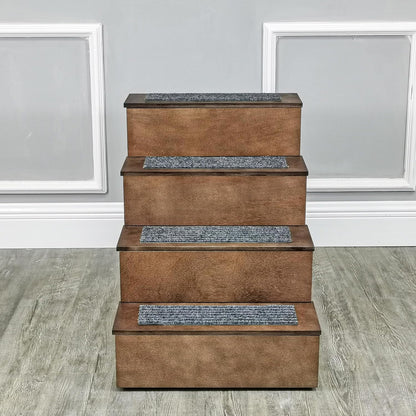 FixtureDisplays® Deluxe Wood Pet Stairs Pet- Dog/Cat 4 Steps/Stairs to Access Bed, Sofa, Step Ladder 22" Or 25" Tall, 18" Wide Product Weight 17 Lbs 12226-22"-2D