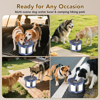 UPSKY Dog Water Bowl No Spill 10L Stainless Steel, 2.6 Gallon Large Capacity Spill-Proof Dog Bowls, Non-Slip Slow Drinking Anti-Splash Bowl for Large Messy Drinkers, No Mess Indoor/Outdoor Use, Gray