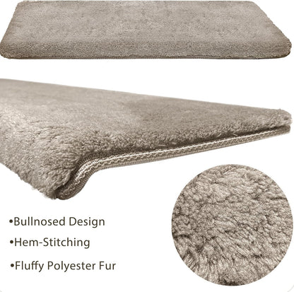 PURE ERA Carpet Stair Treads Ultra Plush 9.5" X 30"Soft Bullnose Indoor Stair Protectors Pet-Friendly Non-Slip Skid Resistant Tape Free Washable Reusable(14 Pieces, Cream Gray)