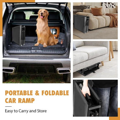 Folding Dog Car Ramp for SUV & Truck - 63"x17" Non-Slip 1680D Oxford Fabric Ramp