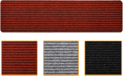 Ottomanson Outdoor Rubber Stair Treads – Ribbed Heavy-Duty Non-Slip Stair Mats – Best Grip on Concrete, Brick & Textured Step – Fastening Recommended for Wooden & RV Steps, Pack of 5