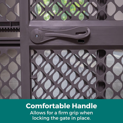 MYPET Essential Petgate: 26-42" Wide Expandable, Pressure Mounted No Tools Needed, Durable Dog Gate for Doorways, Made in USA, 26" Tall, Fieldstone Gray