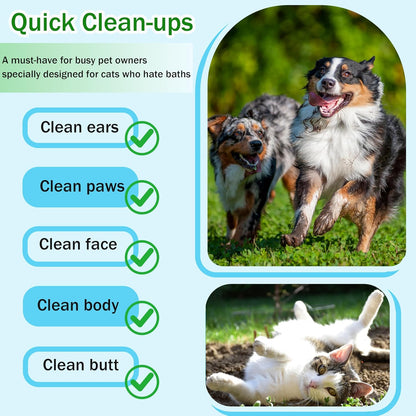 Homtyler Dog Wipes & Cleaning Gloves 2-in-1 for Dogs and Cats, Extra-Thick Pet Wipes with Coconut Oil for Lick-Safe Paws, Eyes, Ears & Body, Rinse-Free Waterless Bath for Deodorizing&Cleansing, 18 PCS