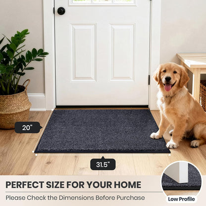 PURRUGS Dirt Trapping Door Mat 20" x 31.5", Non-Slip Machine Washable Entryway Rug, Dog Doormat, Indoor Front Door Mat, Super Absorbent Entry Rug for Muddy Shoes & Paws, Bluish Grey-Black