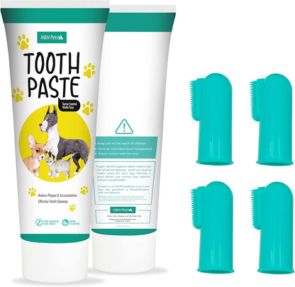 H&H Pets Dog Finger Toothbrushes - Professional Pet Finger Dental Brush Set for Dogs Puppies Cats, Soft Bristles, Size Small 4 Count-Silicon