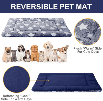 VitalCozy 4 Pcs Dog Crate Pads, Ultra Soft Warm Washable Anti-Slip Kennel Bed Mat for Pets, Reversible, Replaceable, Cage Liner for Small Medium Large Dogs and Cats (18 x 24 x 1.6 Inch,Star,Gray)