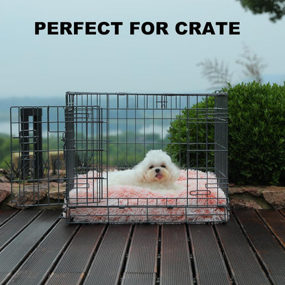 Bedfolks Waterproof Dog Crate Bed, Plush With Removable Washable Cover, Faux Fur Crate Pad for Medium Dogs, Fluffy Kennel 29"x21", Dark Grey