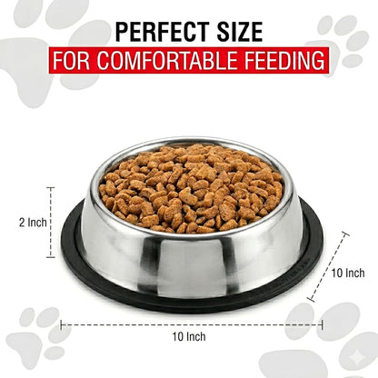 Loving Pets Stainless Steel Non-Tip Dog Bowl – Heavy Duty No Spill Dog Bowl with Removable Rubber Base – Durable, Non-Skid Stainless Steel Dog Food Bowl & Dog Water