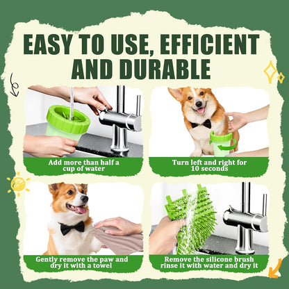 Dog Paw Cleaner Cup, Soft Silicone, Portable, Easy to Clean, Removes Mud and Dirt, Grooming Accessory for Home, Travel – Green, M