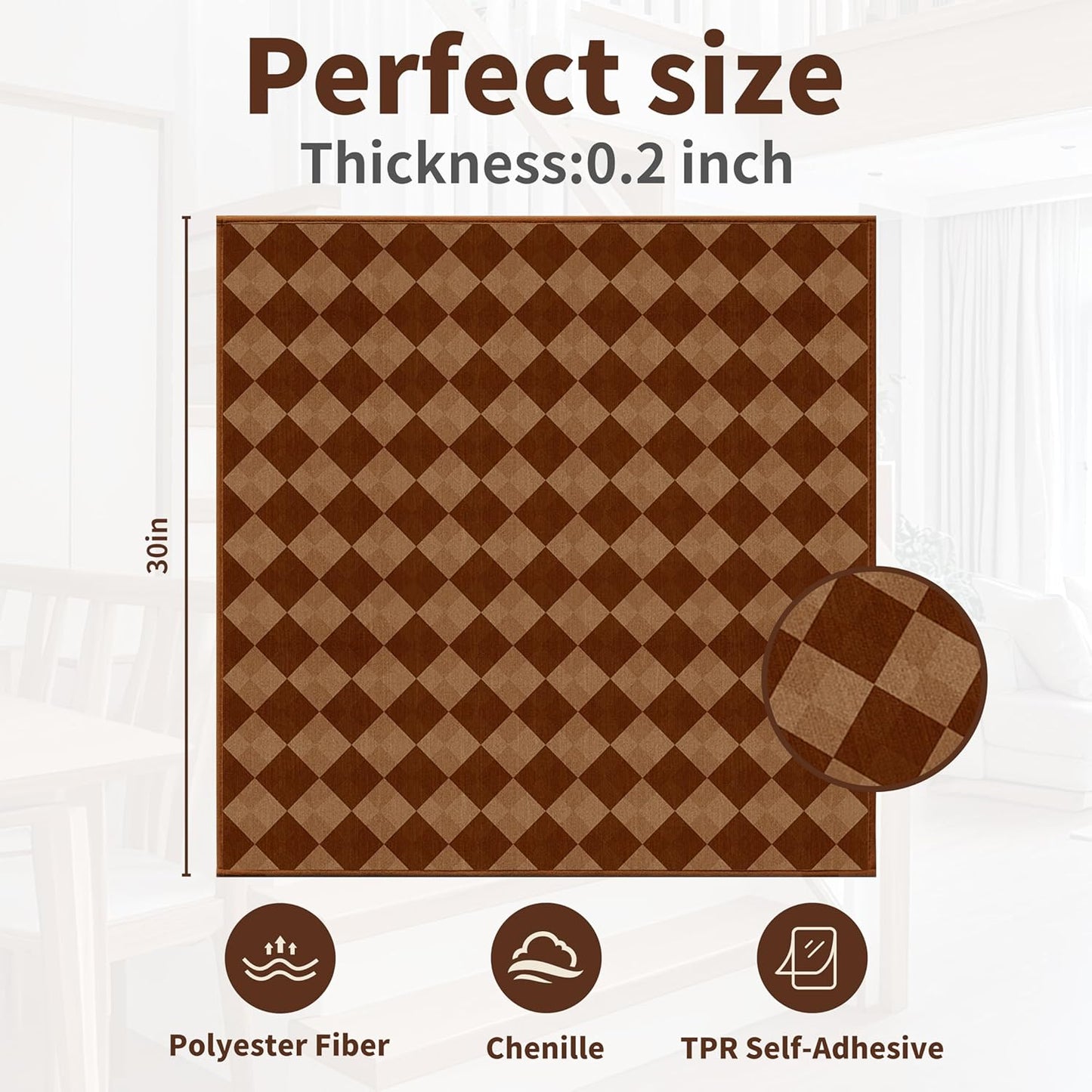 Non-Slip Stair Treads for Wooden Steps 15pcs,8"x30" Stair Carpet Treads for Indoor Use,Peel and Stick Stair Runners,Washable Reusable Adhesive Backing,Pet-Friendly Stair Capet for Kids,Elders,Dogs