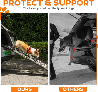 Dog Ramp for Car 71"x17.2" Wide Portable Folding Pet Ramp with Non-Slip Surface. Extra Wide Portable Ramp for Large, Small & Senior Dogs to Get in Cars, SUVs, Trucks & Beds, Up to 250LBS