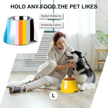 Dog Bowls,Cone Friendly Non Slip Single Dog Bowl with Stainless Steel Inner, Raised Bowls for Small Dogs Spaniel Dogs Long Ear, High Capacity, M/2 Cup Pink