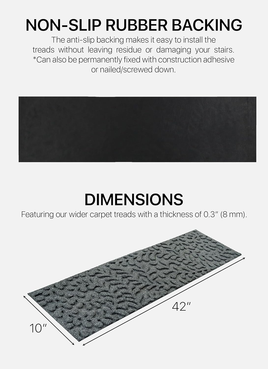 FINEHOUS Outdoor Stair Treads Non-Slip 35”x10” (6-Pack) – Carpet Treads with Rubber Backing Diamond Grey