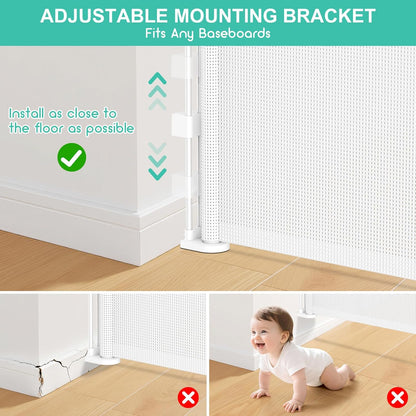 Upgrade 120 inch Retractable Baby Gates, EZIGO Extra Wide Baby Gate for Large Opening Extra Long Mesh Gate for Kids or Pet Dog Gate Child Safety Gate for Stairs Hallways Doorway Indoor Outdoor, Gray
