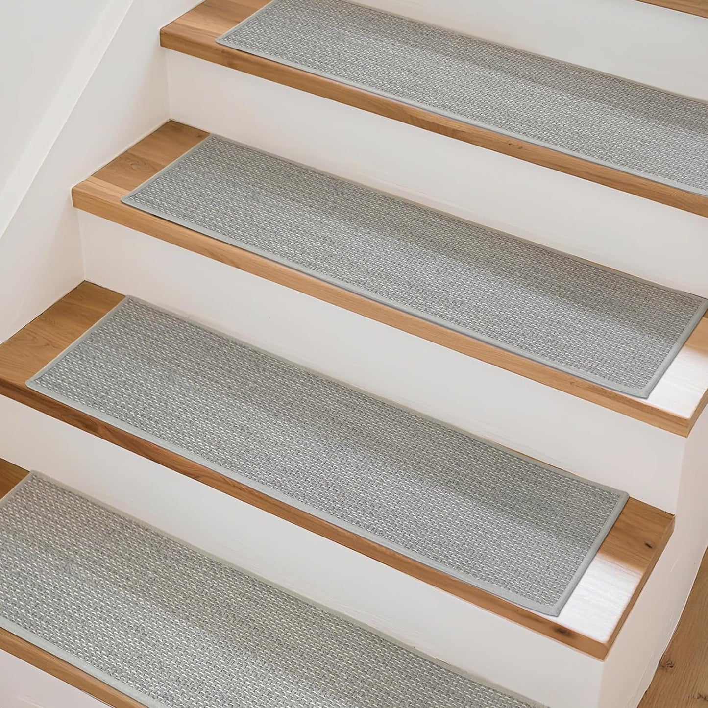 Art3d Stair Treads for Wooden Steps 15Pcs, 8" X 30" X 0.3" Non Slip Stair Runner Rugs with Reusable Adhesive for Elders Kids and Dogs, Washable Peel and Stick Stair Treads Carpet, Gray
