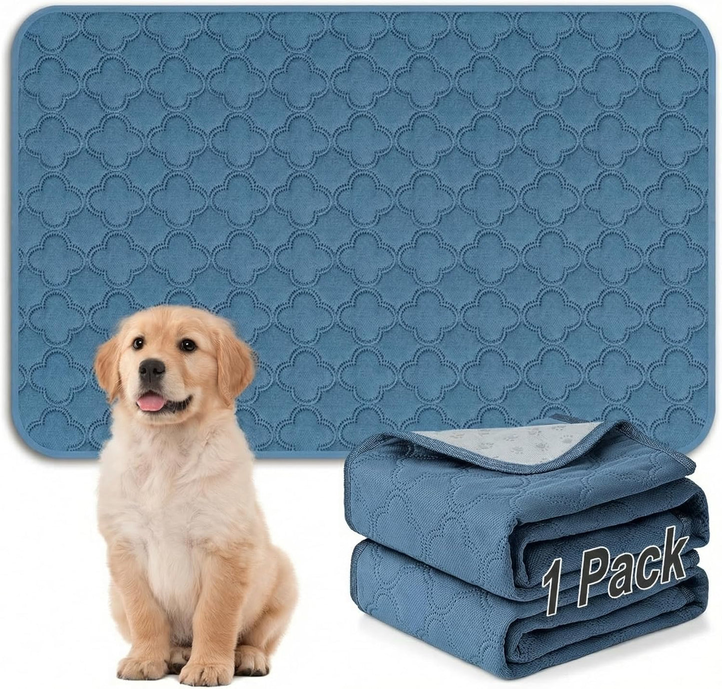 FunFurry Washable Pee Pads for Dogs - 4 Pack Reusable Pee Pads，Waterproof Puppy Pads，Pet Training Pads，Super Absorbent with Dog Paw Shape Non-Slip Backing (Cream, 18" X 24" - 4 Pack)