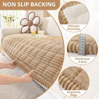 OstepDecor Couch Cover for Dogs, Washable Non Slip Sofa Cover for Pets, Soft Couch Covers for Sofa, Loveseat and Sectional, Furniture Protector Against Pet Hair & Scratches (27.6" x 27.6", Khaki)