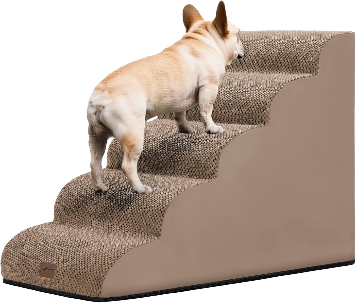 GoGoBunny Ramp Dog Stairs for Couch Sofa and Chair 15.7" H, 3-Step Pet Steps for Small Dogs and Cats, Non-Slip Waterproof Fabric Cover, Stable and Balanced Indoor Step, Pets Friendly, Grey