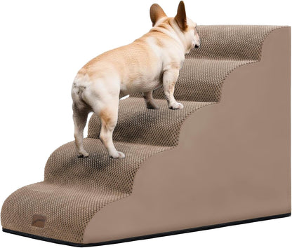 GoGoBunny Ramp Dog Stairs for Couch Sofa and Chair 15.7" H, 3-Step Pet Steps for Small Dogs and Cats, Non-Slip Waterproof Fabric Cover, Stable and Balanced Indoor Step, Pets Friendly, Grey