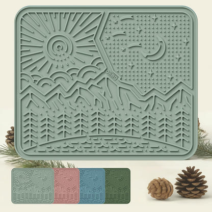 OHMO Lick Mat for Dogs and Cats Large(2 Pack) Nature Design Easy to Clean Pet Slow Feeder with Suction Cups, for Anxiety Relief and Boredom Reduction(Mars+Coral)