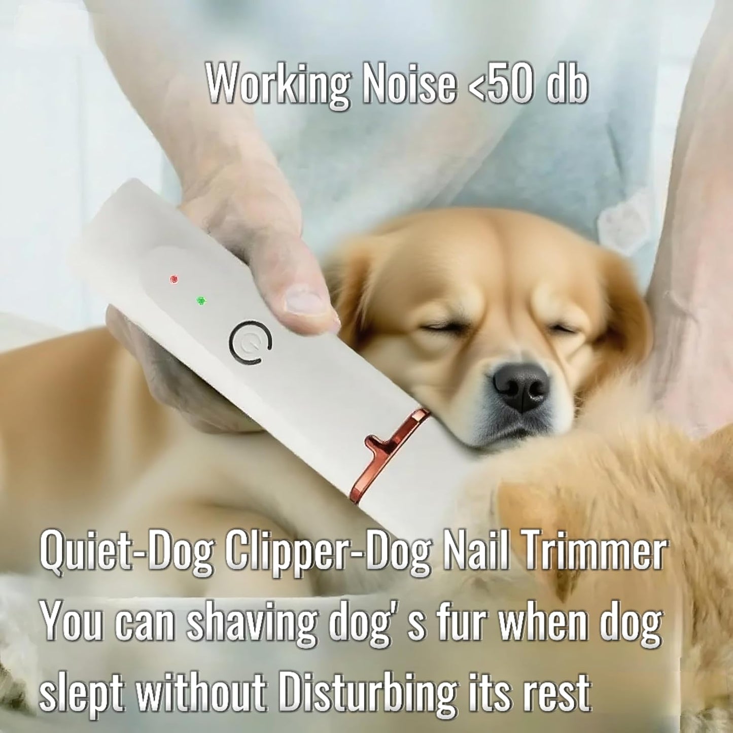 Low Noise 4-in-1 Dog Grooming Clippers Kit,Cordless Dog Nail Clipper,Dog Paw Trimmer,Cat Ear Trimmer,Pet Cat Dog Hair Trimmer for Small Large Dogs Cats and Rabbits Grooming at Home(Beige)