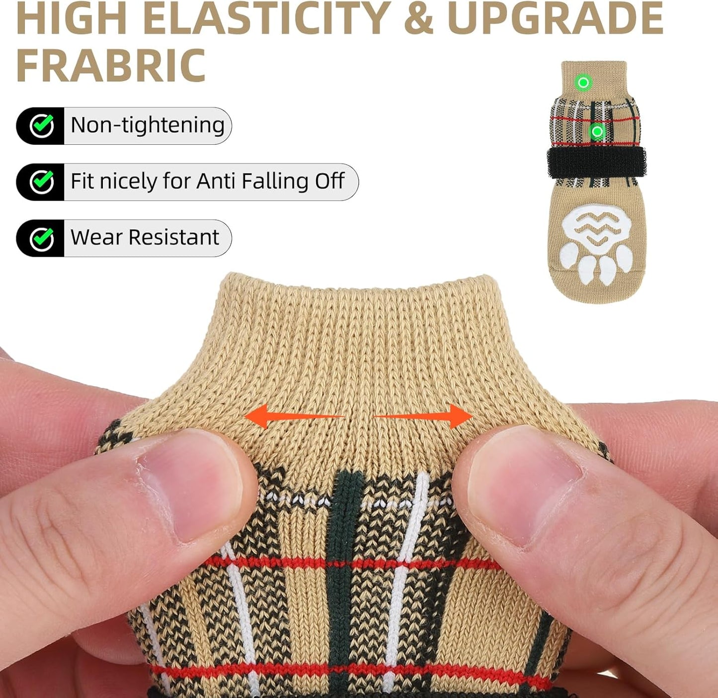 PUPTECK Anti Slip Dog Socks with Double Grippers for Hardwood Floors, Shoes for Hot/Cold Pavement, Boots & Paws Protectors to Prevent Licking, Traction Booties for Senior Small Large Dogs