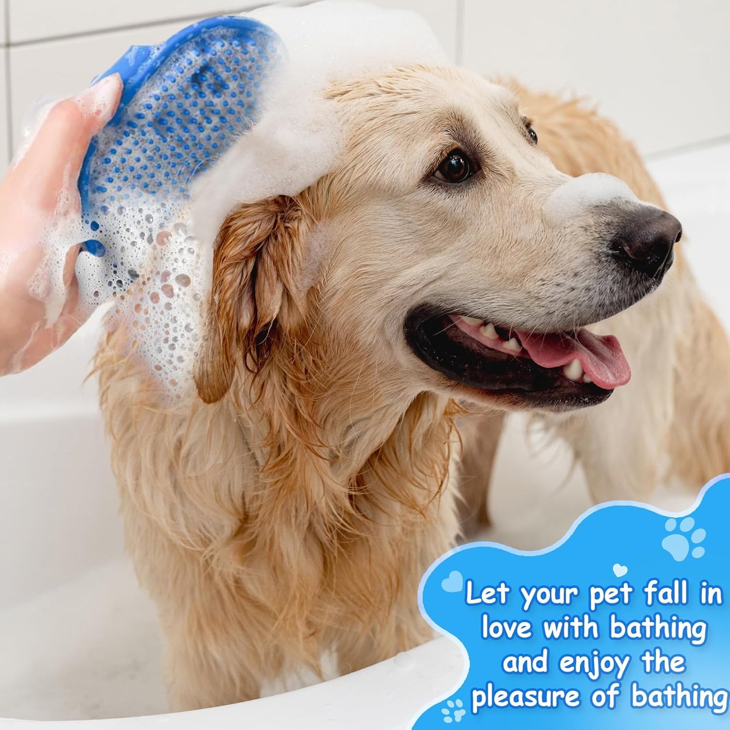 High-Density Silicone Pet Grooming Gloves with Enhanced Five Finger Design for Bathing, Massaging Dogs and Cats (Blue)